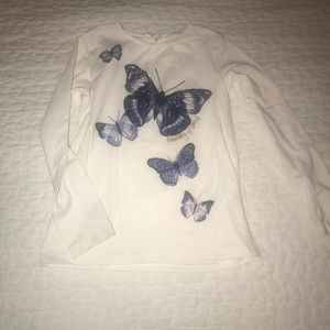 long sleeve cotton shirt with butterflies